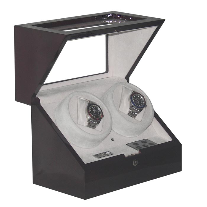 Double watch winder with watch box and jewel case