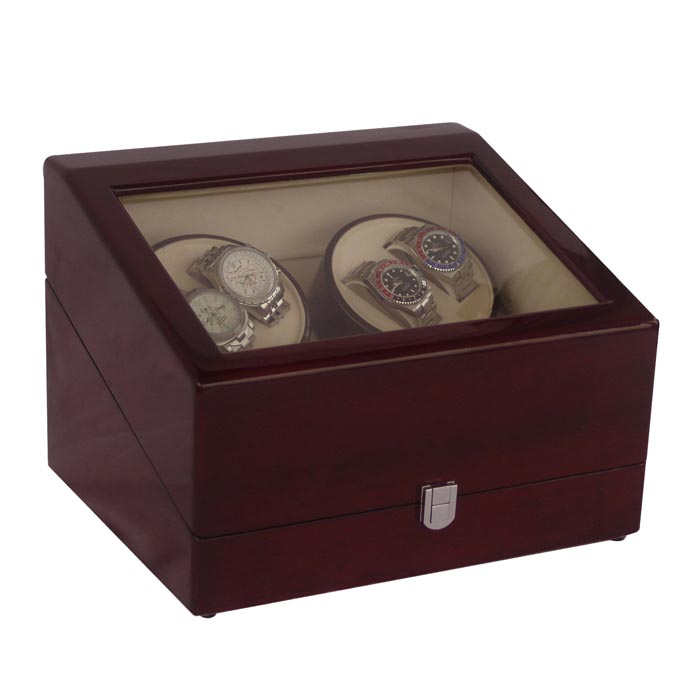 Quad watch winder with 6 watches case