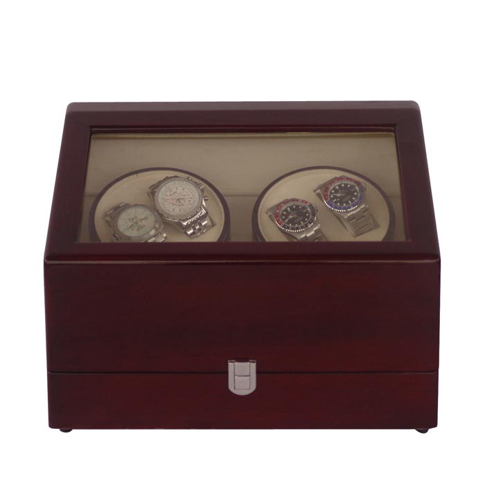 Quad watch winder with 6 watches case