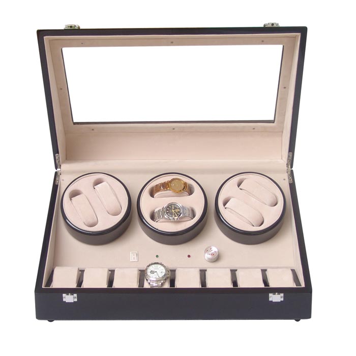 Six watch winders with 8 watch cases