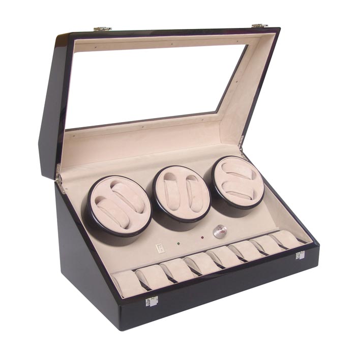 Six watch winders with 8 watch cases